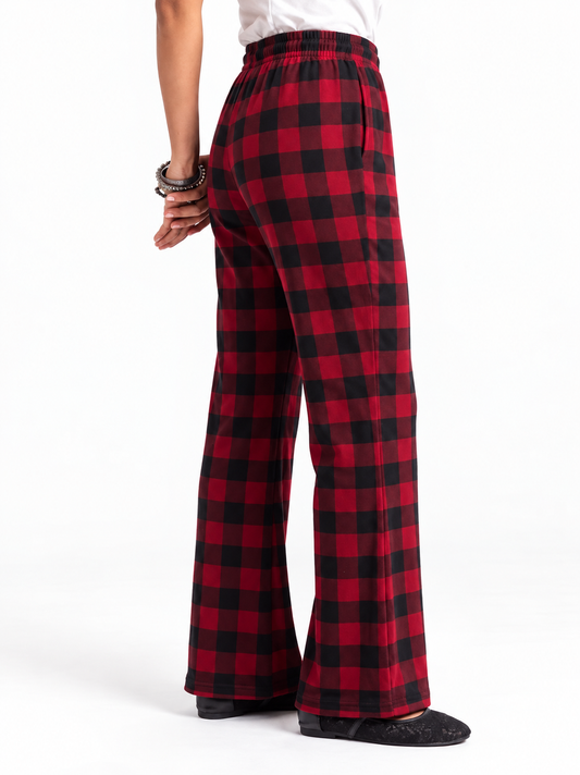 Plaid Muse Trouser-Red